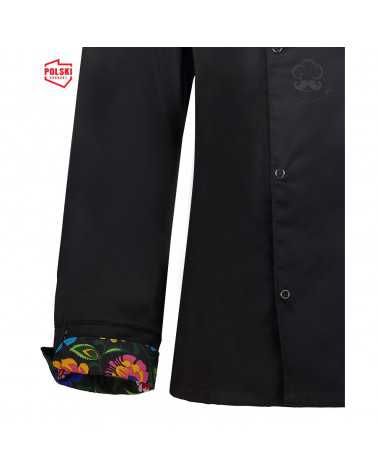 Bluza kucharska Czarna Folk Design - długi rękaw