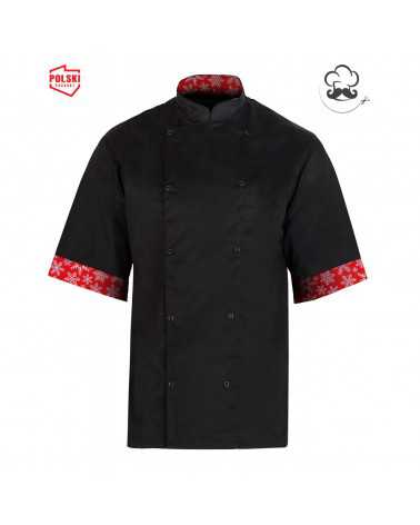 Bluza kucharska Xmas Design RED - krótki rękaw